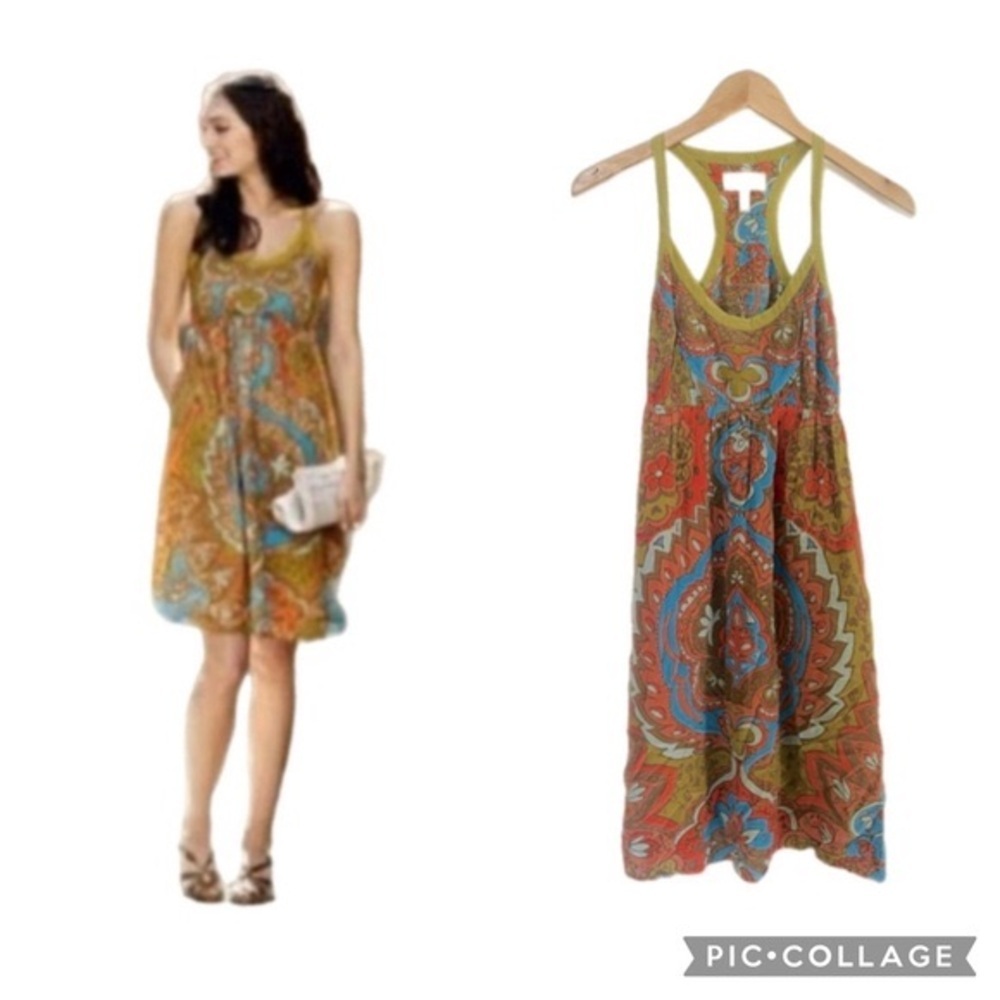 Anthropologie Moulinette Soeurs Silk Dress in Boho Print Size 6